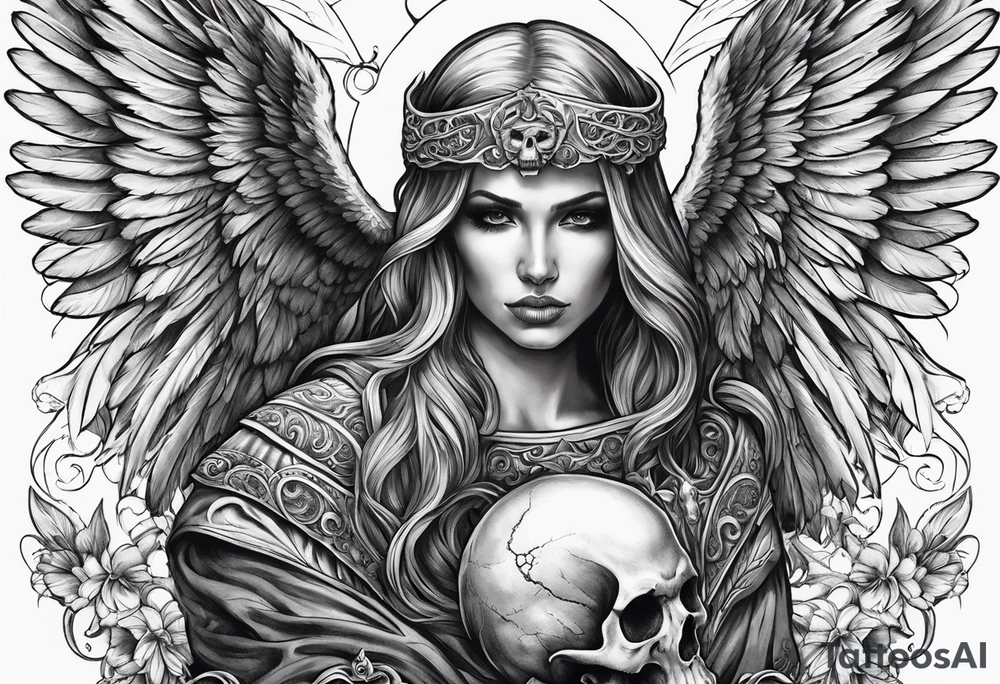 Angel of death with a skull for a face tattoo idea