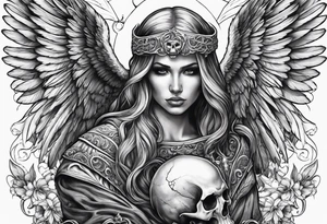 Angel of death with a skull for a face tattoo idea