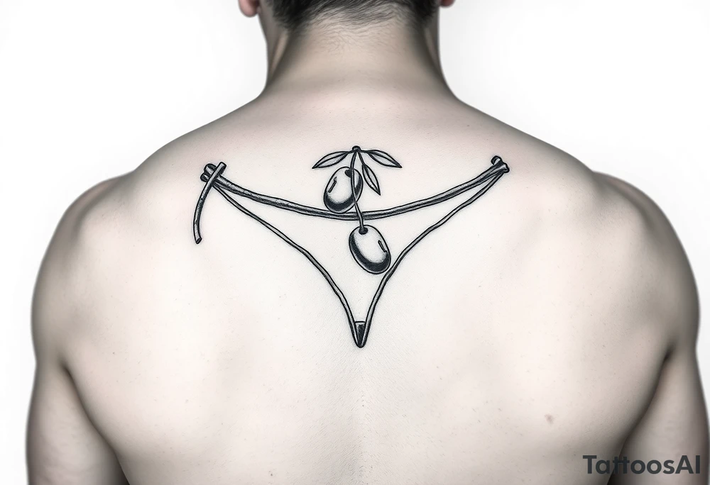 An olive wearing a thong together tattoo idea