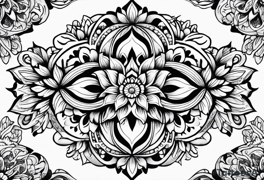 Hippy Buddhist feminine floral tattoo idea