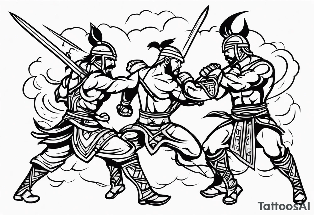 Warriors fighting tattoo idea