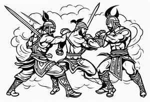 Warriors fighting tattoo idea