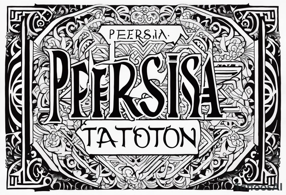 Text saying “Persia”.  Just the text and nothing else going on in the tattoo. tattoo idea