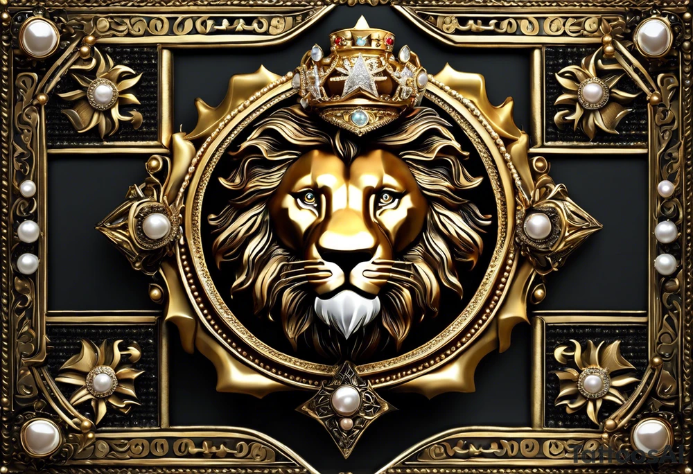 Lion’s Face: Positioned centrally, with intricate details.
North Star and Twin Star: Placed above the lion’s head, symbolizing guidance and direction for both you and your sister.
Crown with Pearls: On the lion’s head, representing "king" and adorned with pearls for added detail.
Scepter with Pearls: Positioned next to the lion, also adorned with pearls.
Flowers: Surrounding the design with detailed petals and centers.
Intertwined Lilies: Subtly included to symbolize you and your twin sister.
Winding Road: Flowing through the background with added details, representing your journey.
Gemini Symbol: Integrated into the design, representing the bond with your twin sister. tattoo idea