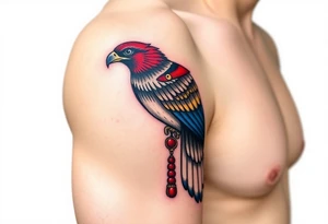 An Egyptian Falcon (Horus) Carrying a Rosary (only red, blue and black are possible colors) tattoo idea