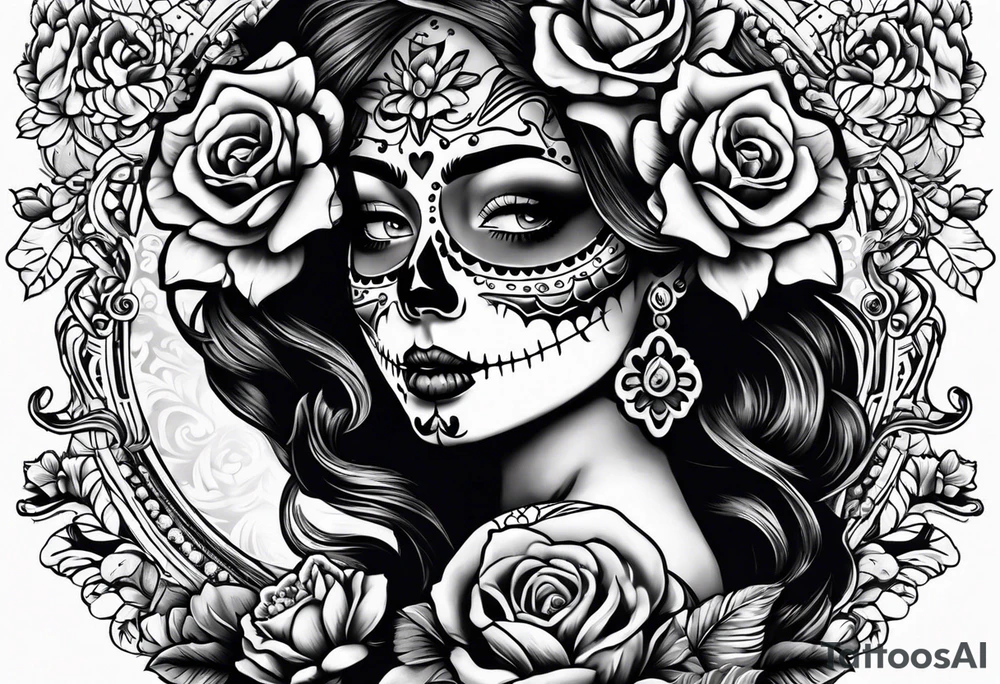 Sugar skull senorita tattoo idea