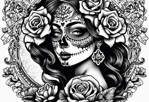 Sugar skull senorita tattoo idea
