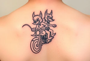 Warner bros Male and female Tasmanian devil cartoons riding a motorcycle tattoo idea
