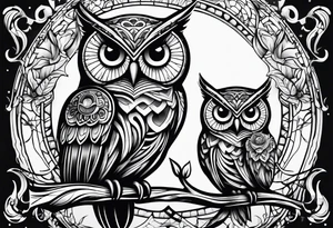 Mom and baby owl tattoo idea