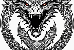 Valhalla sword shield dragon head axe armour tattoo idea