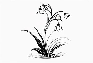 Lily of the valley stem with a fairy resting on one of the bulbs tattoo idea