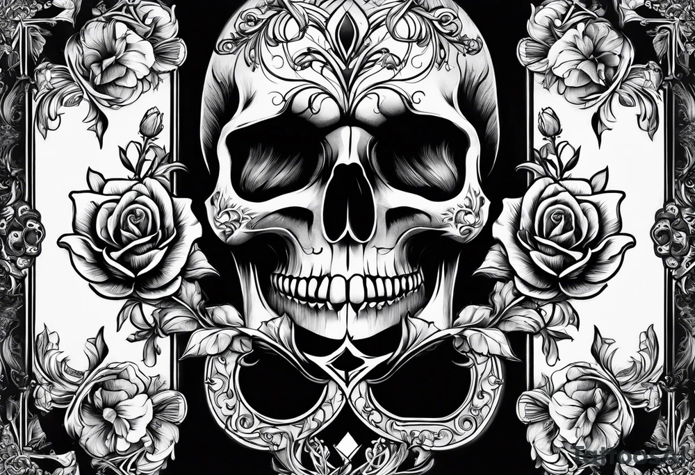 Tulip, Skull, hourglass all separate. With Amor Fati and Memento Mori in circled tattoo idea