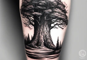 Forearm tattoo of giant sequoia tree tattoo idea