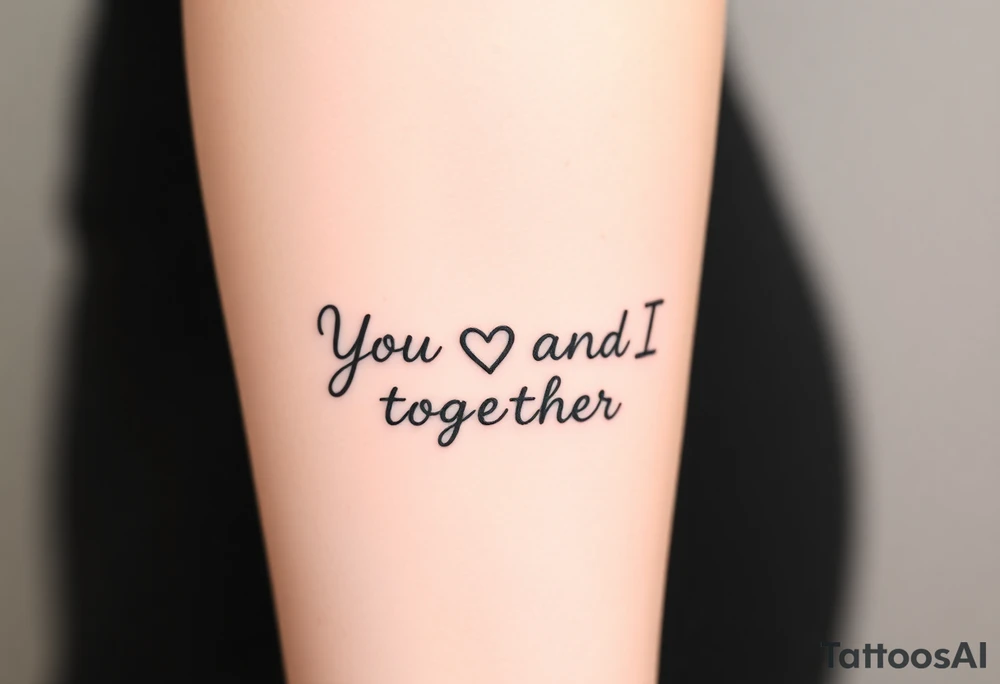 "You and I together" with a cross, a and a heart integrated into the design tattoo idea