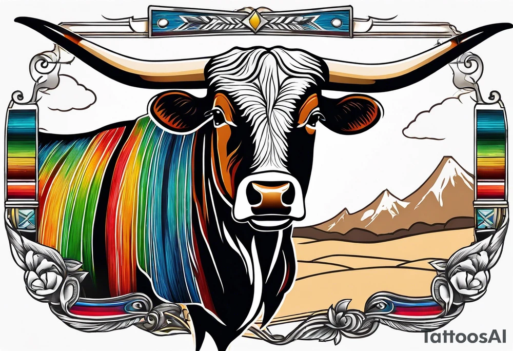 Longhorn with sarape tattoo idea