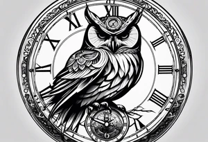 owl with a clock. time is running out tattoo idea