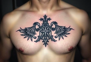 Powerful, majestic and dark Irish family crest tattoo idea