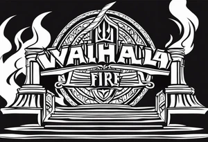 Valhalla fire sword shield stairs tattoo idea