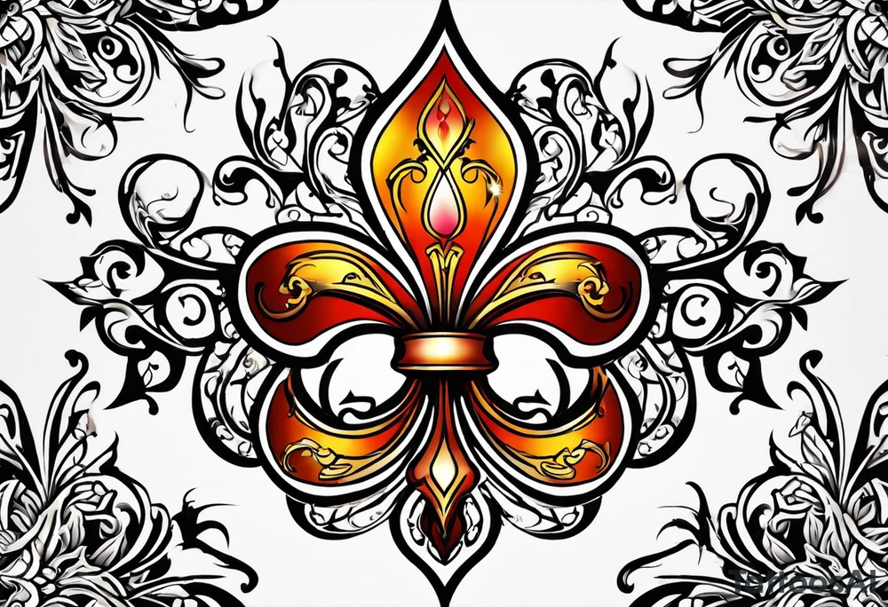 Fleur de lys celtique en flamme tattoo idea