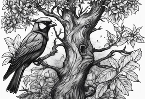 poison tree, strong, tall, birds tattoo idea