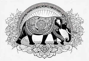 a elephant and a sun tattoo idea