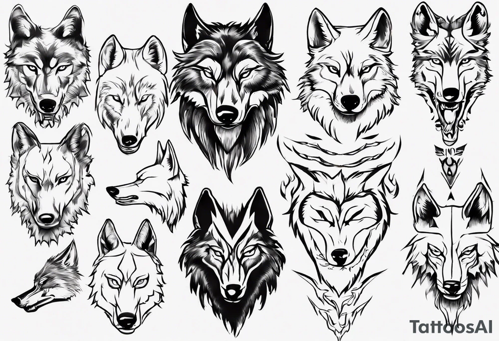 wolf head tattoo idea