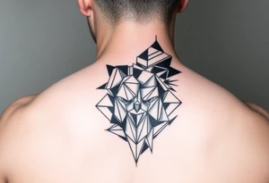 Rostro fragmentado o disolviéndose en formas geométricas. tattoo idea
