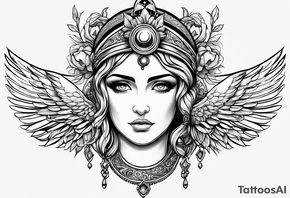 Athena with her eyes looking up tattoo idea