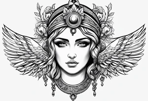 Athena with her eyes looking up tattoo idea