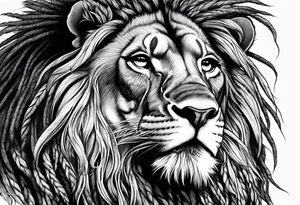 Jamaican lion with dreads tattoo idea