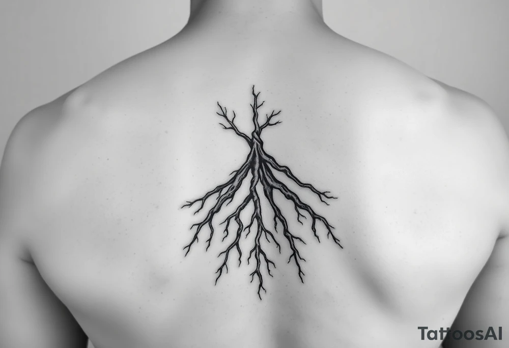 Minimal never seen before lighting and roots on your arm tattoo idea