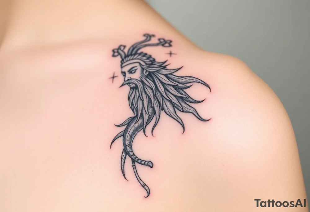 Yunan tanrısı bulutlar ve zeus şimşek tattoo idea