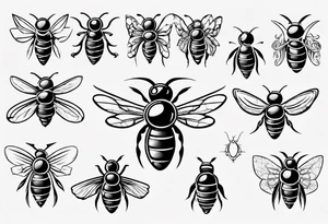 Biene, comic, klein, seitenansicht , mit gesicht tattoo idea