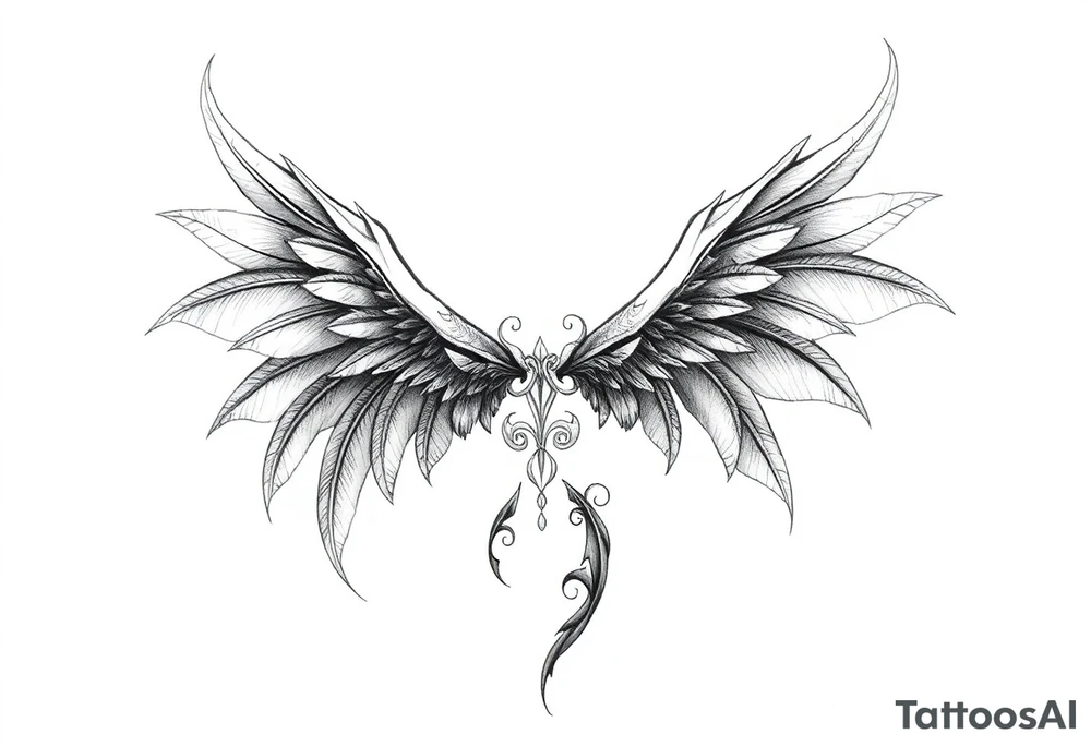 Angel devil feathers tattoo idea