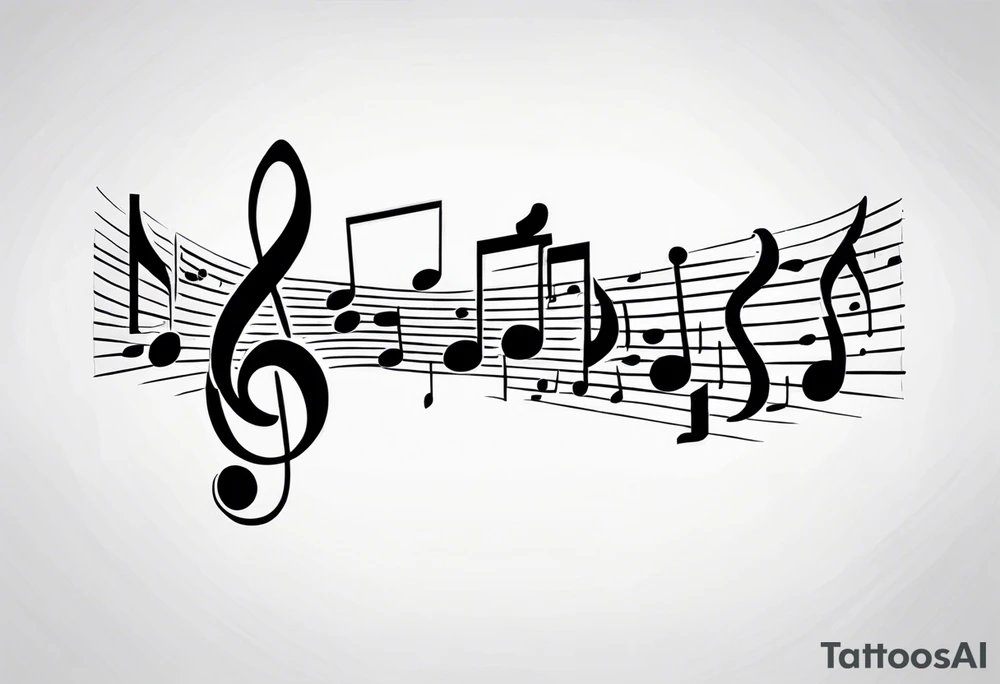 music note sleeve tattoo idea