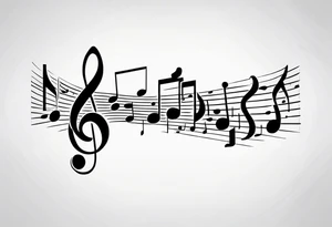 music note sleeve tattoo idea