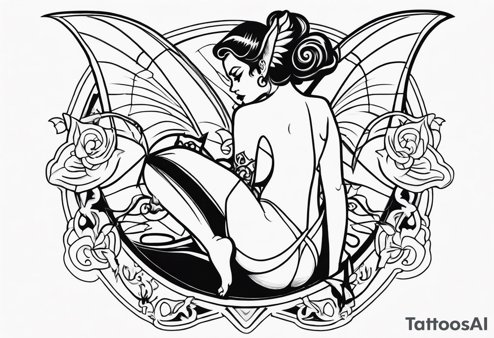 demon pinup full body tattoo idea