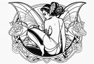 demon pinup full body tattoo idea