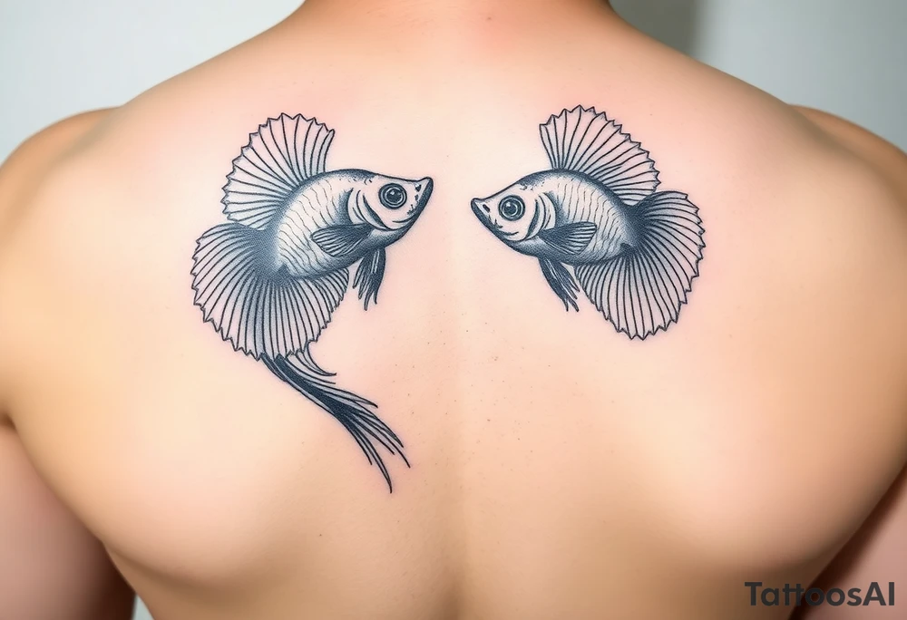 Two bettas as brothers bonded tattoo idea