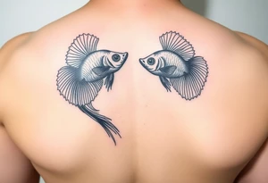 Two bettas as brothers bonded tattoo idea