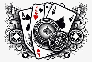 poker card aces with dice and chips tattoo idea