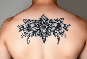 Elephant flowers mandala soft  on the arm tattoo idea