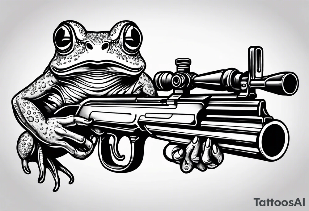 frog horn leg horn cartoon holding a machine gun tattoo idea