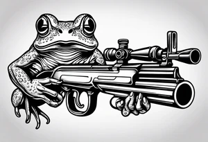 frog horn leg horn cartoon holding a machine gun tattoo idea