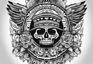 Mexican American inspired Tattoo that incorporates love for family and importance of building wealth. Include elements of the pacific northwest tattoo idea