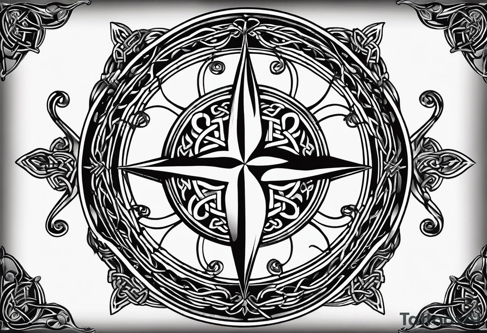 Celtic styling, compass, anchor, bass clef, treble clef, dog paw print tattoo idea