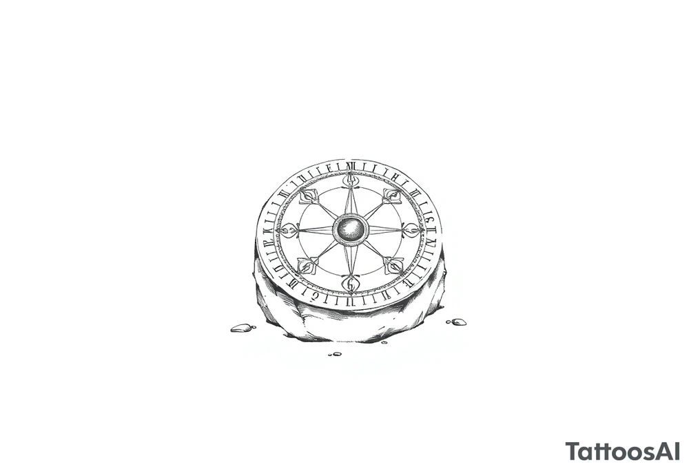 Stone sundial on the ground tattoo idea
