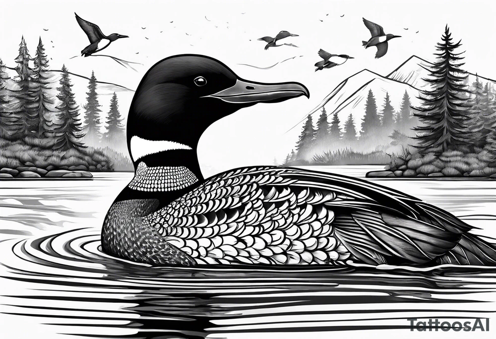 loon with walleye underneath tattoo idea