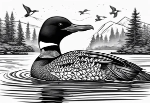 loon with walleye underneath tattoo idea