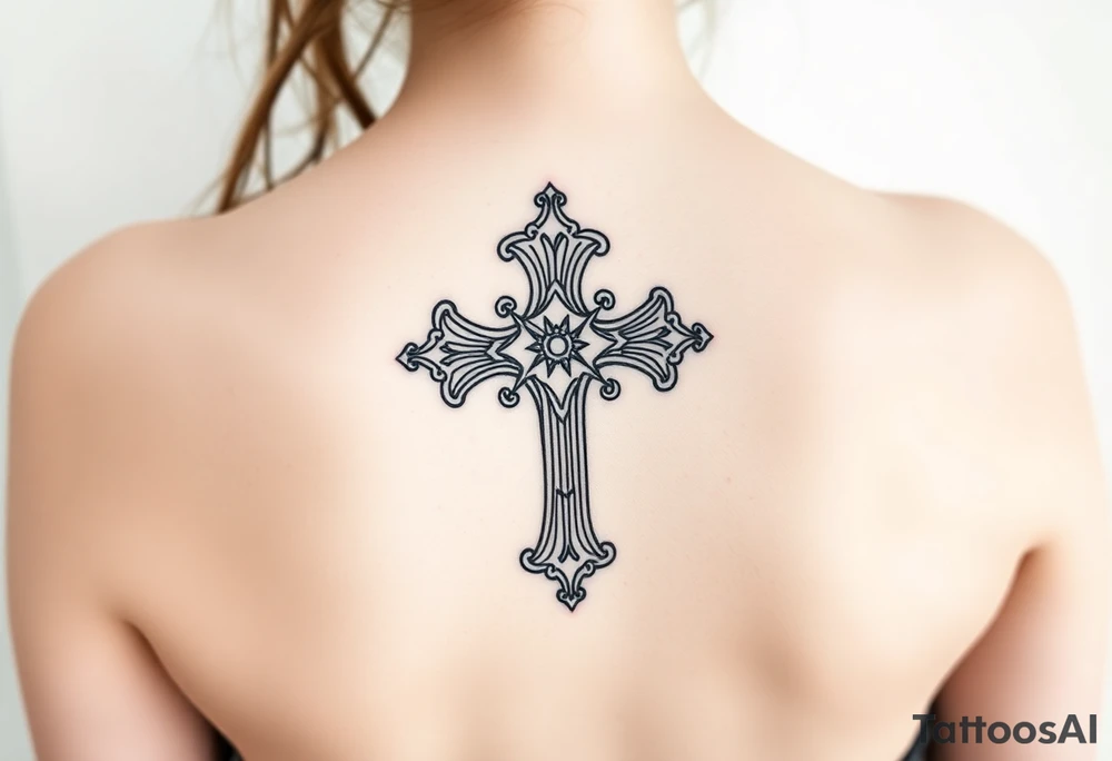 Iron motorcycle cross tattoo idea